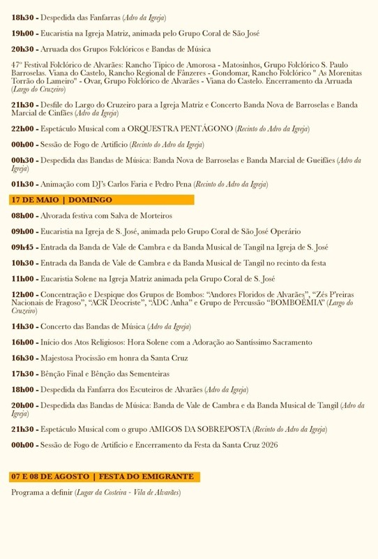 Festa da Santa Cruz, Alvarães 2026